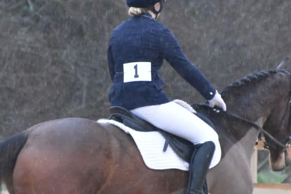 Come in number one your time is up, Dressage in the Rain